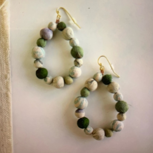 Kantha Waves Teardrop Earrings - Picture 1 of 3